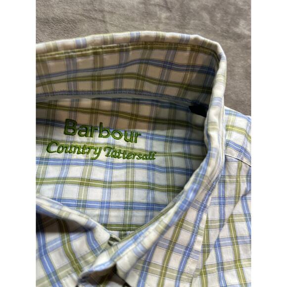 Barbour Shirt‎ Mens Medium Blue Country Tattersall Check Button Up Short Sleeve - Picture 4 of 7